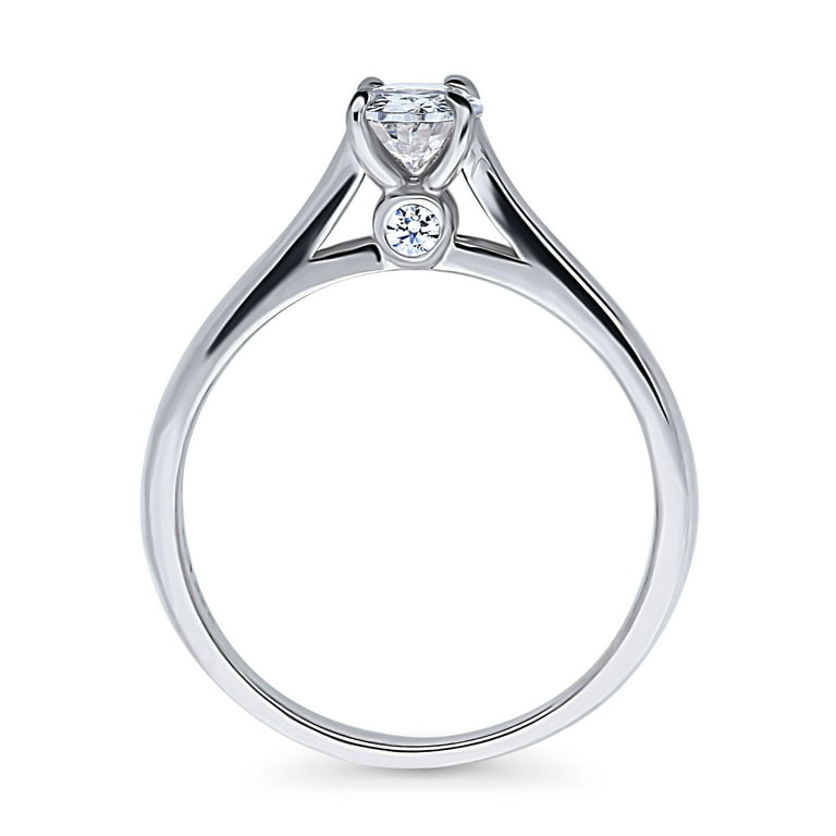 Solitaire Cubic Zirconia Oval Ring Sterling Silver, Sizes 4 to 9 Solitaire Cubic Zirconia Oval Ring Sterling Silver, Sizes 4 to 9