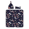 thumbnail image 2 of Rocae Retro Rabbit Flower for Newborn Swaddle Set with Matching Beanie Hat and Headband Bow Baby Blanket Set Soft and Cozy Baby Swaddle Nursery Hat, 2 of 9