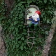 thumbnail image 1 of 1pc White Bearded Gnome Plays The Violin Decor, Outdoor Tree Hugging Window, 1 of 4