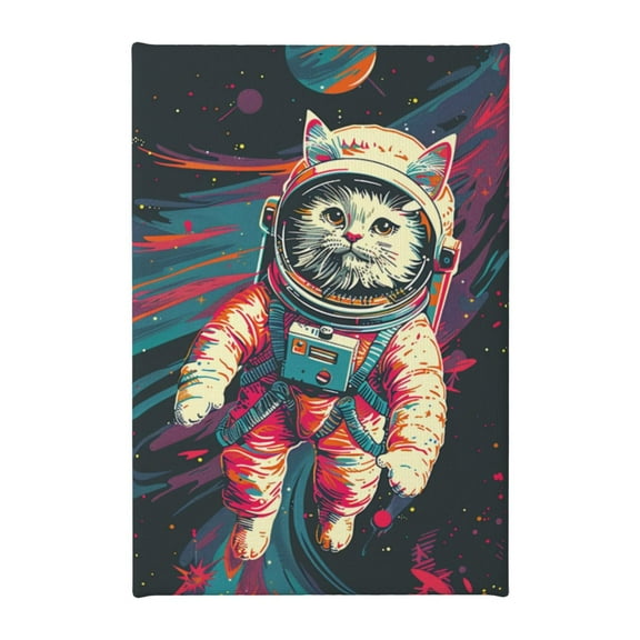 8x12 inch Oil Paintings On Canvas Space Cat,Farmhouse Bedroom,Yard,Man Cave,Lounge Wall Decor Poster Prints,Modern Style Space Cat Decorative Painting Picture,For Cat Master Gifts,Yard Decor