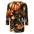 thumbnail image 4 of FAVIPT Halloween Shirts for Women Three Quarter Sleeve Round Neck Blouse Funny Graphic Print Casual Shirts Basic Novelty Party Fall Tees Orange,XL, 4 of 7