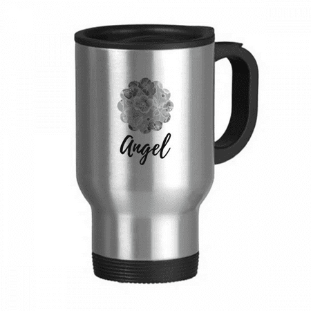 

Gray Drawing Art Flower Travel Mug Flip Lid Stainless Steel Cup Car Tumbler Thermos