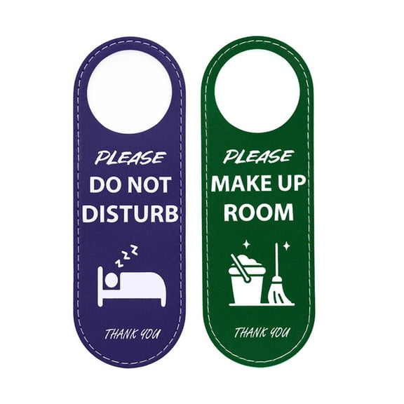 AFQH Do Not Disturb Hotel Instruction Sign Double Sided PU Leather Door Sign Hotel