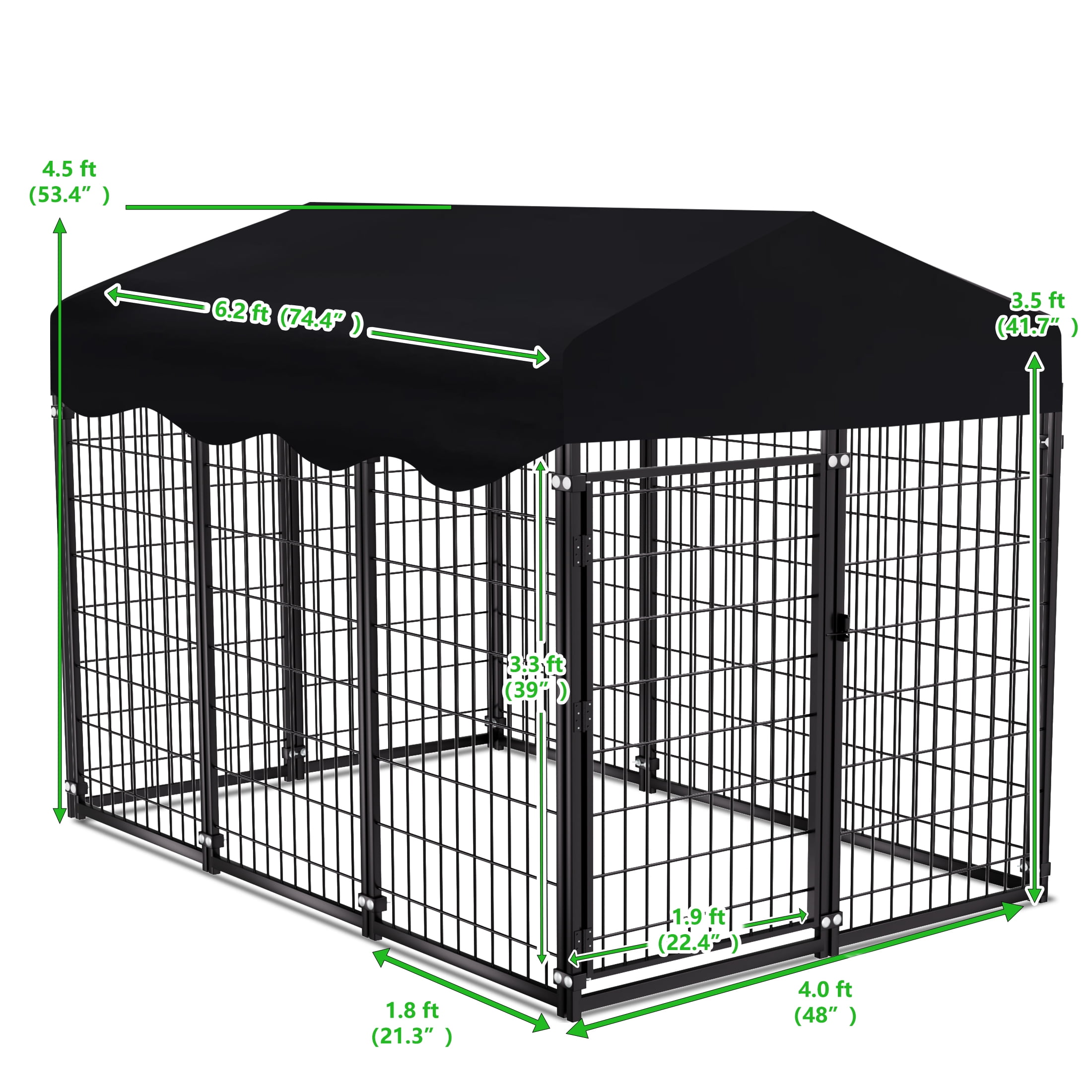 Dog Kennel Outdoor, Large Outdoor Dog Kennel with Cover Outdoor Pet Kennel with 6.2ft x 4.2ft x 4.5ft Dog Run for Outdoor