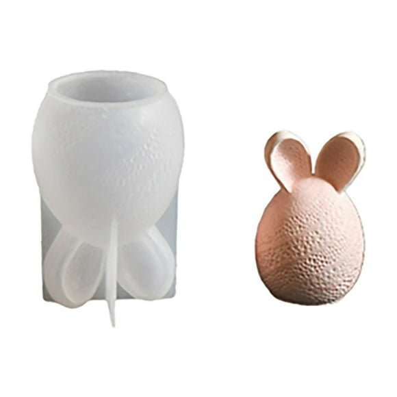 Binwennn Vegetable DIY Easter Striped Rabbit Plaster Ornaments Candle Striped Double Bunny Candle Silicone