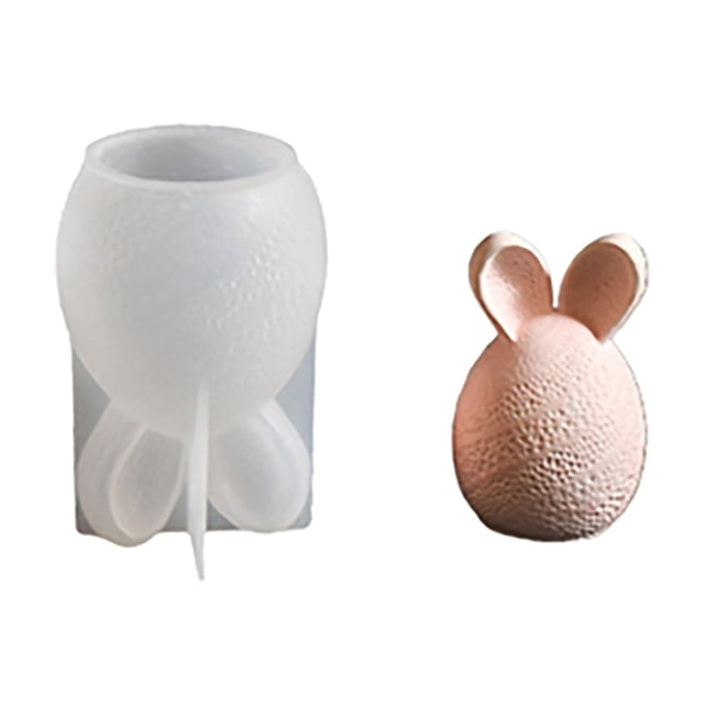 Binwennn Vegetable DIY Easter Striped Rabbit Plaster Ornaments Candle Striped Double Bunny Candle Silicone