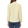 thumbnail image 3 of INSPIRE CHIC Women's Tie Neck Button Down Work Long Sleeves Blouse Shirts M Beige, 3 of 6