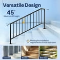 thumbnail image 6 of SPECSTAR 2-Pack Galvanized Steel Hand Rails for Outdoor Steps – 67.6" Curved Ends and Safety Balusters Exterior Railing Kit for Porch, Deck, or Indoor Stairs (6-Step, Black), 6 of 8