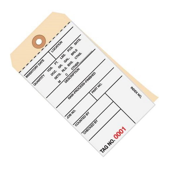 Inventory Tags 2 Part Carbonless 6 1/4" X 3 1/8" Numbered (4000-4499)