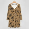 thumbnail image 4 of Black Mushroom Brown Fungus Long Sleeve Dresses For Women Vintage Elegant Party Dress Oversized V-neck Dress S-8XL, 4 of 7