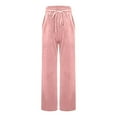 thumbnail image 4 of fatyb Boys Girls Velvet Pants Elastic Waist Drawstring Casual Pants Wide Leg Velour Trousers with Pockets, 4 of 6