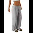 thumbnail image 2 of Pantalones Deportivos Rectos de Pierna con Cintura con Cordón para Mujer, Pantalones Casuales Holgados y Largos de Verano. Gris M, 2 of 9