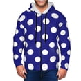 thumbnail image 4 of JUNZAN Navy And White Polka Dot Print Men's Zip Up Hoodie Athletic Hoodies Long Sleeve Hooded Sweatshirts With Pockets (S-3XL), 4 of 6