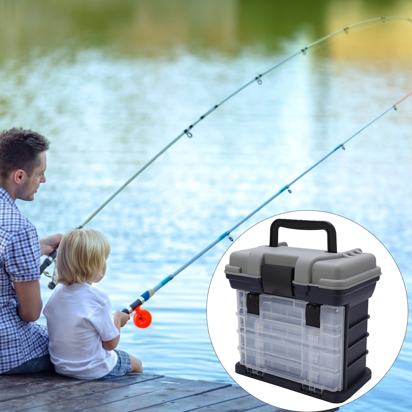 4 Layer Fishing Tackle Box, Layered Firm Classified Adjust Portable 4 Layers Fishing Case With Handle  For Sea Fishing For Boat Fishing
