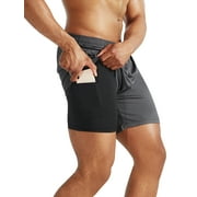 NELEUS Mens 2 in 1 Dry Fit Workout Shorts with Liner and Pockets,Black+Gray+Navy Blue,US Size L