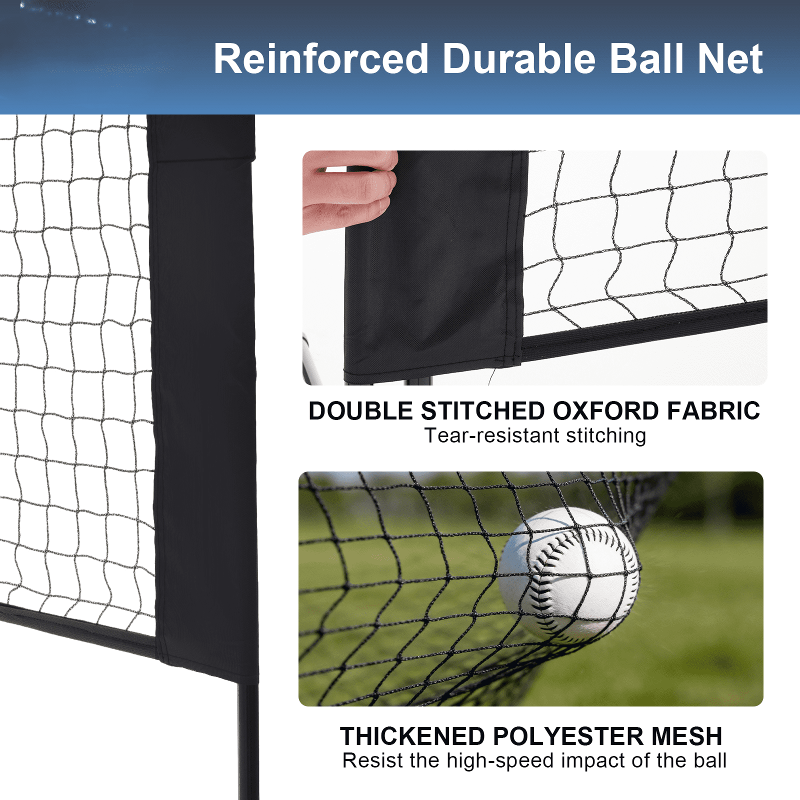 SHOUFTW Nylon Height Adjustable Badminton Net with Carry Bag, Volleyball Net for Pool, Backyard Game Indoor Outdoor Use, Blue-black