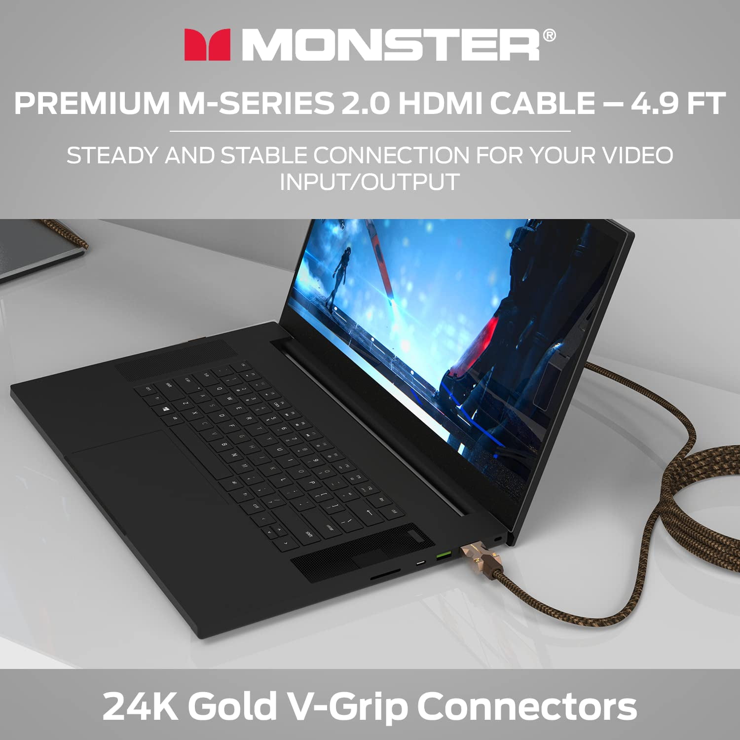 Monster M-Series 4K Ultra HD HDMI Cable 2.0, 60Hz, 25Gbps, 4.9ft, Duraflex Jacket, Triple Shielding