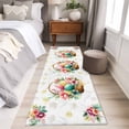 thumbnail image 4 of Runner Rug 2'x6', Easter Eggs Washable Non-Slip Hallway Runner Rugs, Yellow Floral Basket Leaves Rustic Botanical Bedside Rugs Floor Mats Carpet Runners for Kitchen Bathroom Laundry Room, 4 of 8