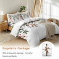 thumbnail image 7 of Christmas Bedding Duvet Cover Set Queen Size 4 Pieces Winter Pine Leaves Pine Cones Red Berries Bedding Set with Zipper Closure, 1 Comforter Cover 90x92 Inches 1 Flat Sheet & 2 Pillow Cases, 7 of 7