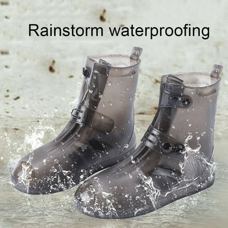 

Opolski Protective Anti-Slip Waterproof Thick Buttons Rain Boot Cover High-Top Overshoes White
