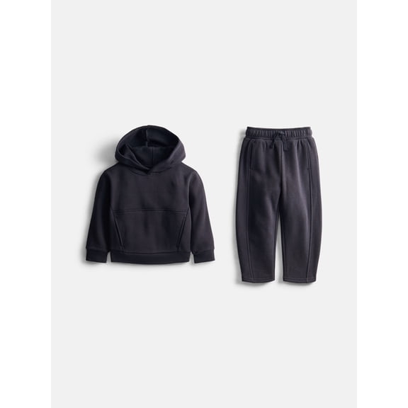 Athletic Works Toddler Girls Fleece Hoodie and Barrel Leg Pants Set, 2 Piece, Sizes 12M-3T