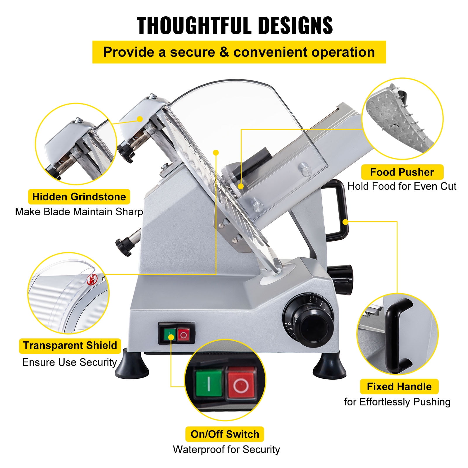 VEVOR 12" Commercial Meat Slicer 320W Electric Deli Slicer for Meat Cheese Bread