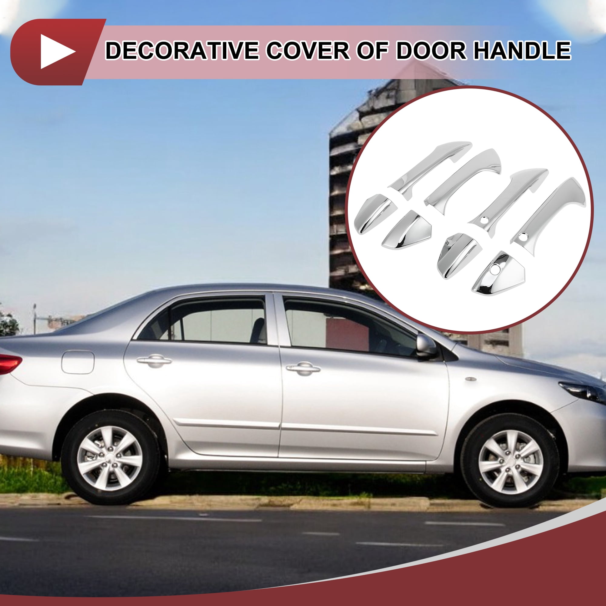 Unique Bargains Car Door Handle Cover Set for Honda Accord 2008-2012 Silver ABS