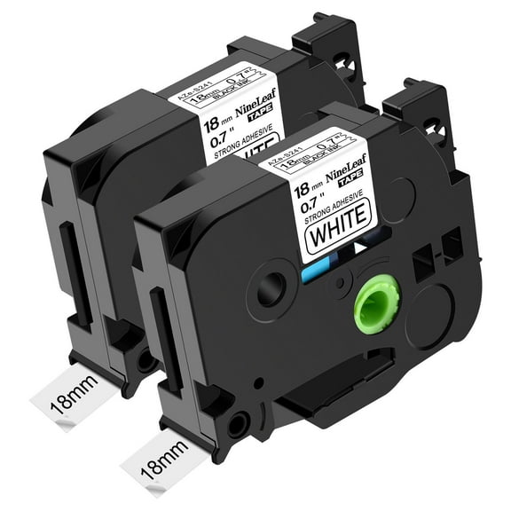 NineLeaf 2 Pack Compatible for Brother P-Touch TZe TZ Label Maker Tape TZe-S241 TZ-S241 18mm 0.7 in Extra Strength Laminated White Label Tape