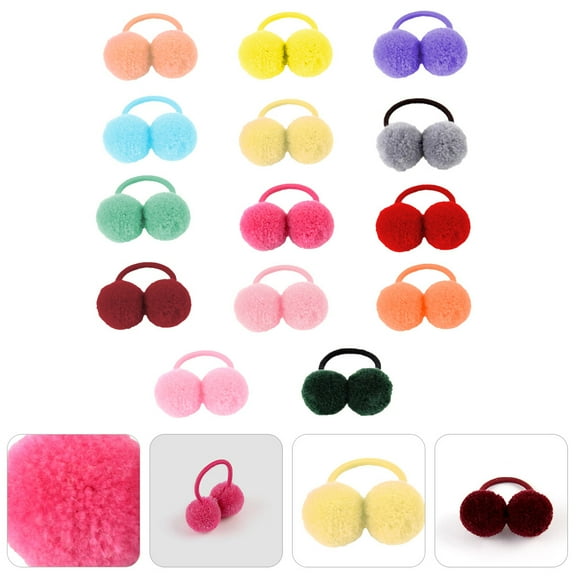 Soimiss 14Pcs Toddler Elastic Hair Ties Assorted Color Furry Scrunchies for Girls Events
