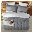 thumbnail image 5 of Grey Duvet Cover Queen Size - Soft Double Brushed Queen Duvet Cover Set, 3 Piece, with Button Closure, 1 Duvet Cover 90x90 inches and 2 Pillow Shams, 5 of 9