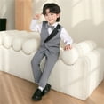 thumbnail image 3 of Tiijoy Newborn Boys Formal Tuxedo Suit Long Sleeve Shirt Vest Pants Bow-Tie Outfits, Sizes 6-12M, 3 of 7