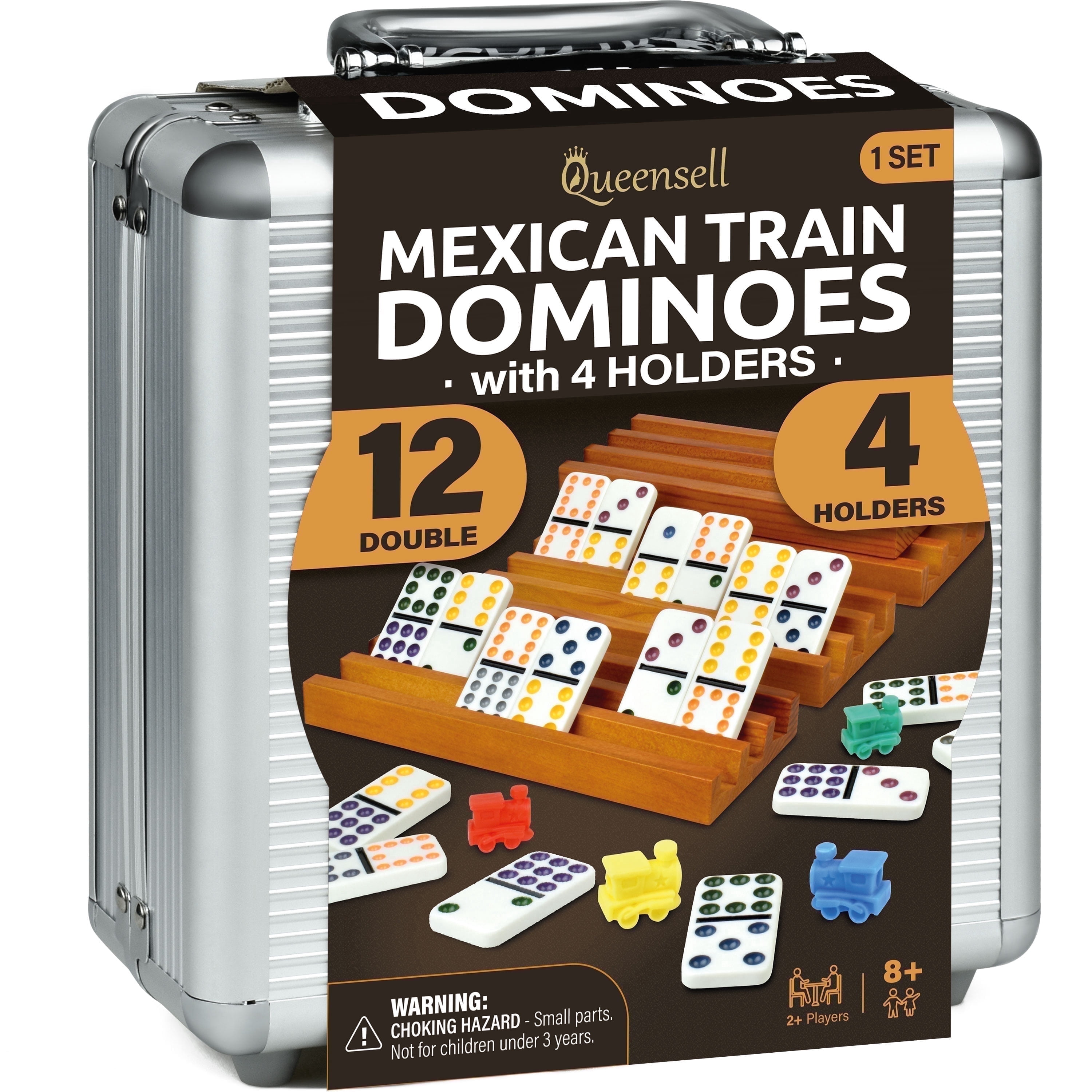 Free Shipping! Queensell Mexican Train Double 12 Dominoes Set with