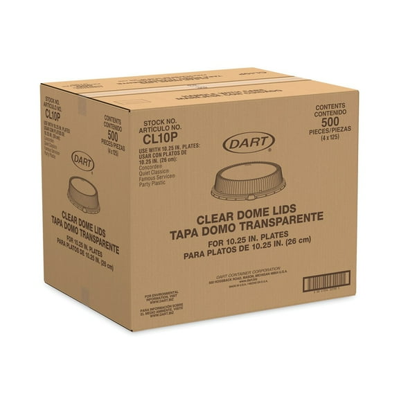 Dart CL10P Plastic Dome Covers fit 10 in. Disposable Plates - Clear (500/Carton)