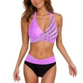 thumbnail image 2 of Women's Bikini Set Printed Two Piece Sexy Swimsuit with Removable Bra Pads No Underwire Tie Side for Beach Vacation,Purple,2XL, 2 of 5