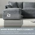 thumbnail image 2 of METIS WONG 136" U-Shaped Modular Office Sectional Sofa. Features 2 cushions, a 6-seat business cloud couch, and 2 movable ottomans, ideal for commercial reception areas., 2 of 6
