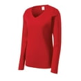 thumbnail image 1 of Gravity Threads Femmes Manches Longues Évacuant l'Humidité Col en V - Rouge Vif - Très Petit, 1 of 1