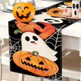 thumbnail image 5 of Halloween Jack O Lantern Pumpkin Ghost Dining Table Runner, Spooky Spider Web Burlap Kitchen Decoration, Funny Indoor Outdoor Home Decor Party Supply 13 x 72 Inches, 5 of 6