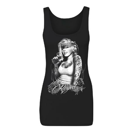 Marilyn Monroe Tattoo Gangster Women's Tank Top Shirts Black