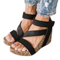 thumbnail image 3 of CAICJ98 Shoes for Women Womens Sandals Boho Ankle T-Strap Thong Elastic Womens Flat Comfortable Women Dressy Summer Flat Rhinestone Sandals,Black, 3 of 4