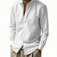 thumbnail image 2 of LIaqionyy Mens Button down Shirt Cotton Linen Casual Long Sleeve Dress Shirts Collared Fashion Tops with Pocket, 2 of 6