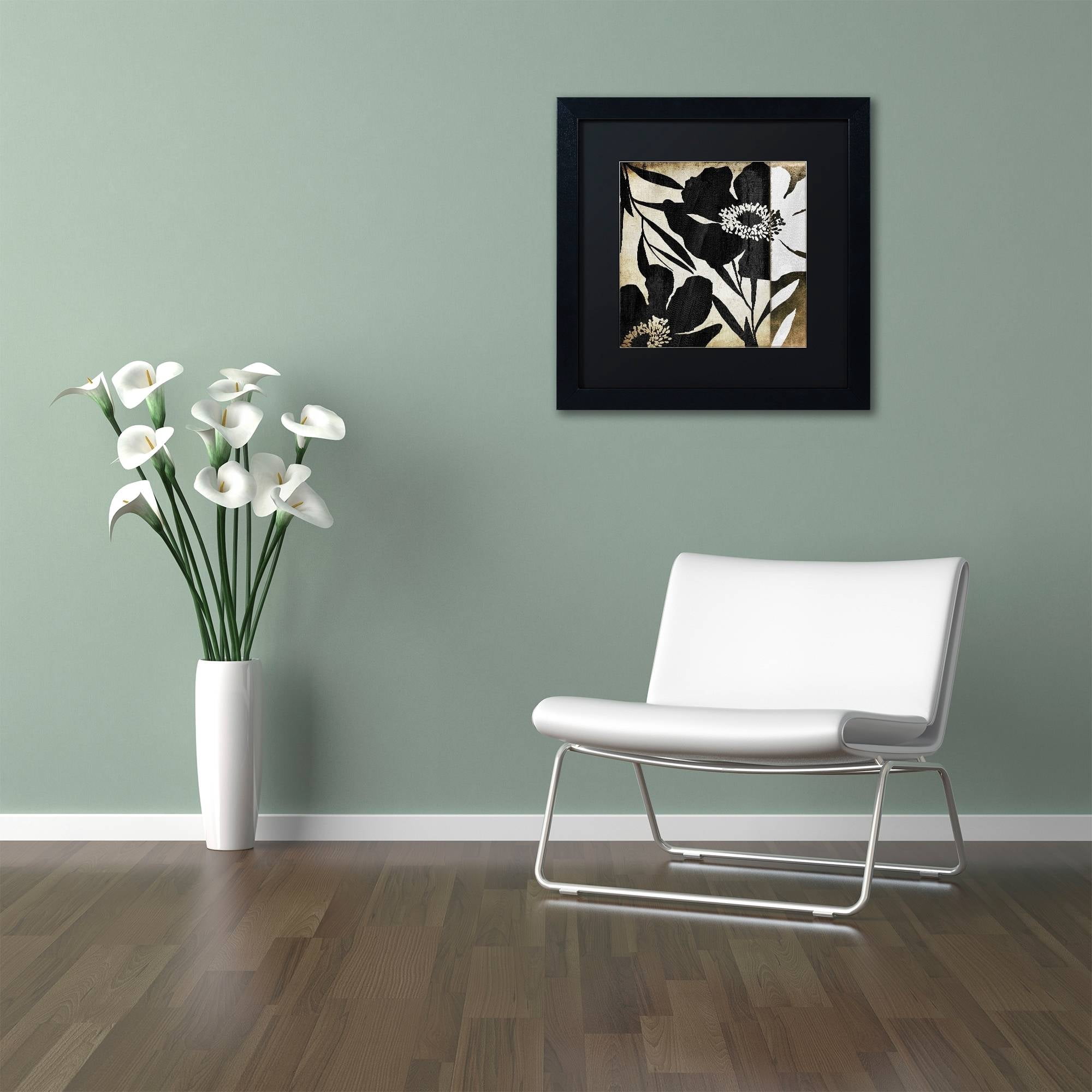 Trademark Fine Art "Floral Jungle Lines II" Canvas Art by Color Bakery Black Matte, Black Frame