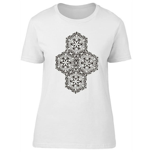 Flower Mandala With Cube Art T-Shirt Women -Image by Shutterstock, Female Small