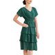 thumbnail image 1 of Vestido midi de verano con cuello en V y mangas de murciélago INSPIRE CHIC para mujer, cintura fruncida, diseño en capas, color verde L, 1 of 6