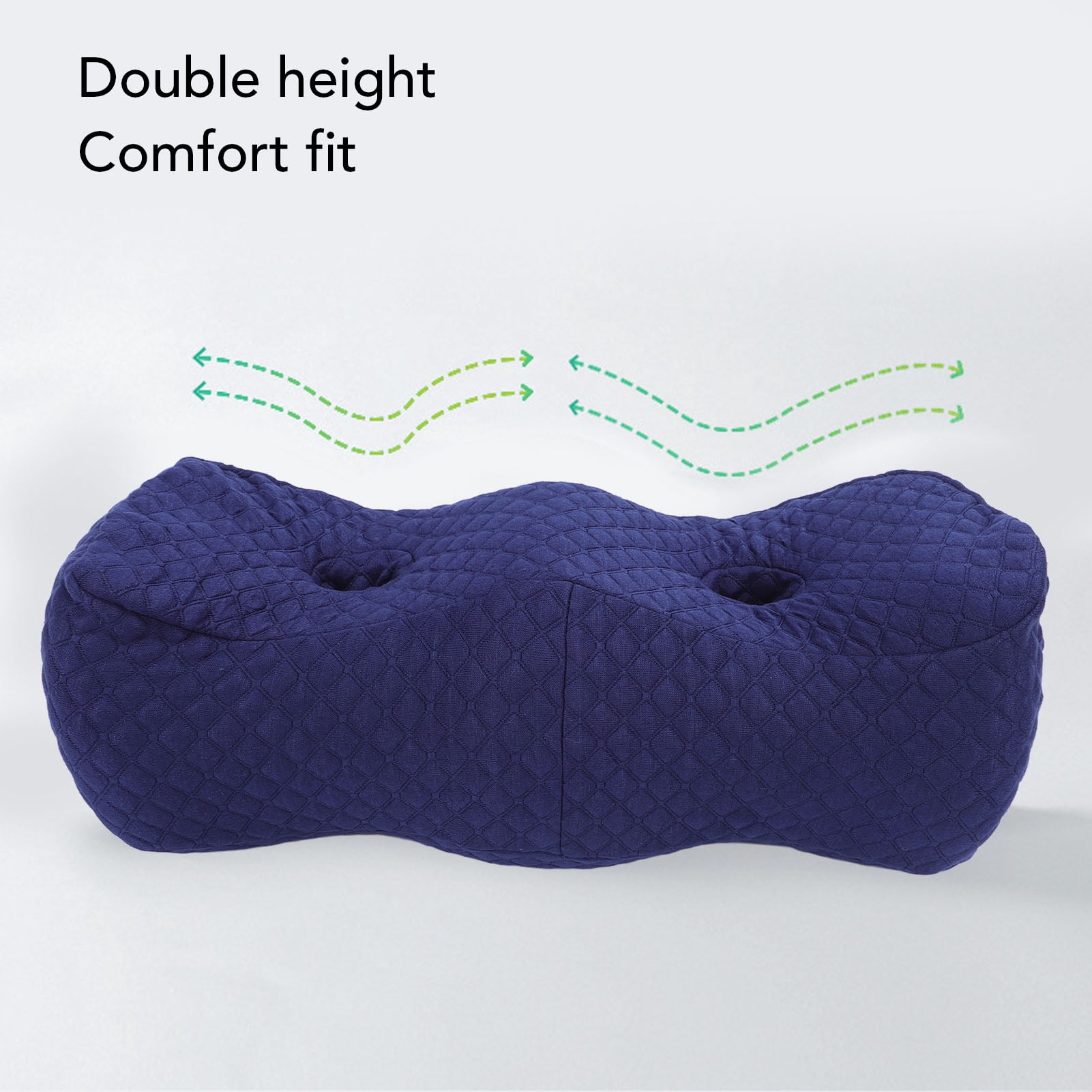 YAHHU Ergonomic Memory Foam Leg Elevation Wedge Pillow for Side Sleepers - Dual Height Knee Support Cushion for Home Study and Beauty Salon Sleeping Comfort (20.08 inches / 51 cm, Navy Blue)