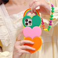 thumbnail image 2 of Funda de silicona para teléfono móvil, carcasa suave con correa para el cuello, arcoíris, 3D, superposición, corazón, muñeca, 14 Pro Max, 11, 12, 13 Pro Max, 7, 8 plus, X, Se Fivean unisex, 2 of 2