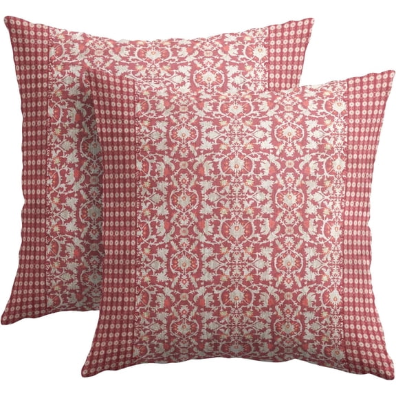 Pink Antique Pillow Covers 20x20 Inch Vintage Floral Block Print Decorative Throw Pillows Set of 2 Retro Turkish Pillowcases for Couch Indoor Outdoor Home Decor