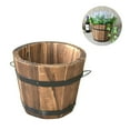 thumbnail image 2 of HLONKWooden Jardinière Ronde en Tonneau Pots de Fleurs Décoration Maison Bureau Jardin Mariage (Bouche Plate/petit/marron/12x9x10cm), 2 of 7