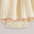 thumbnail image 6 of CAICJ98 Baby Girl Summer Clothes Newborn Bow Romper Dress Ruffle Sleeve Smocked Dress Cotton Linen Cute Baby One Piece Spring Outfits (Light Yellow,12-18 Months), 6 of 7