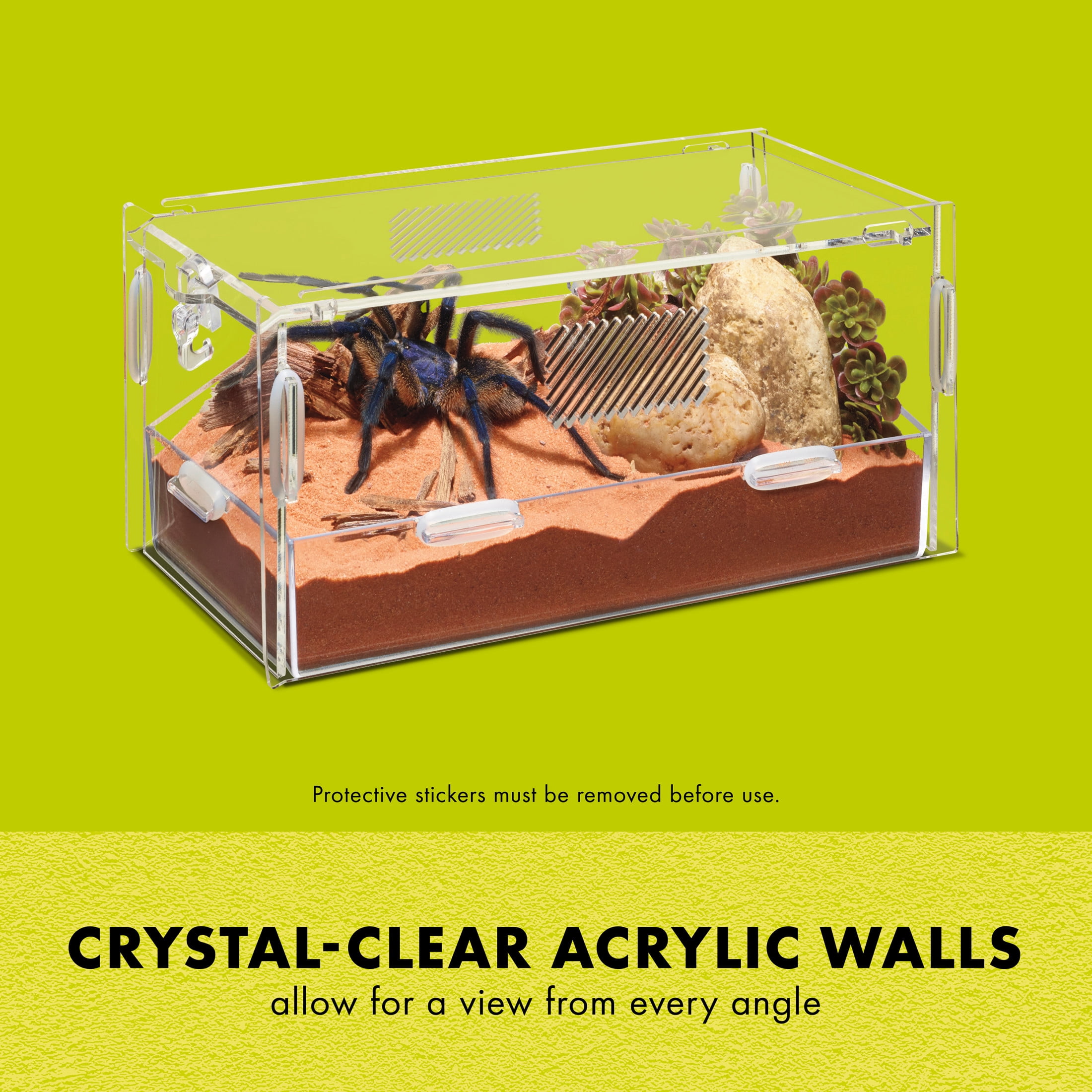 Zilla Micro Habitat Terrariums with Locking Latch Terrestrial for Reptiles, Acrylic, Small