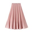 thumbnail image 2 of Satin Skirts for Women Plus Size Hide Belly Pleated Midi Skirt High Waisted Work Casual Dailywear Solid Long Skirt, 2 of 7